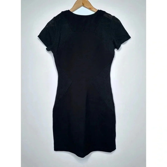 ADDISON Black Mesh Sleeve Ponte’ Bodycon Mini Dress Size XS - Picture 2 of 9